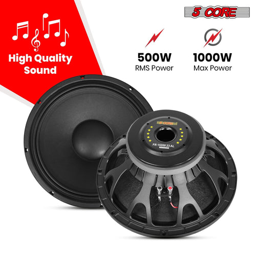 5Core 15 Inch Speaker 2000W Peak 8 Ohm Aluminum Frame Replacement DJ